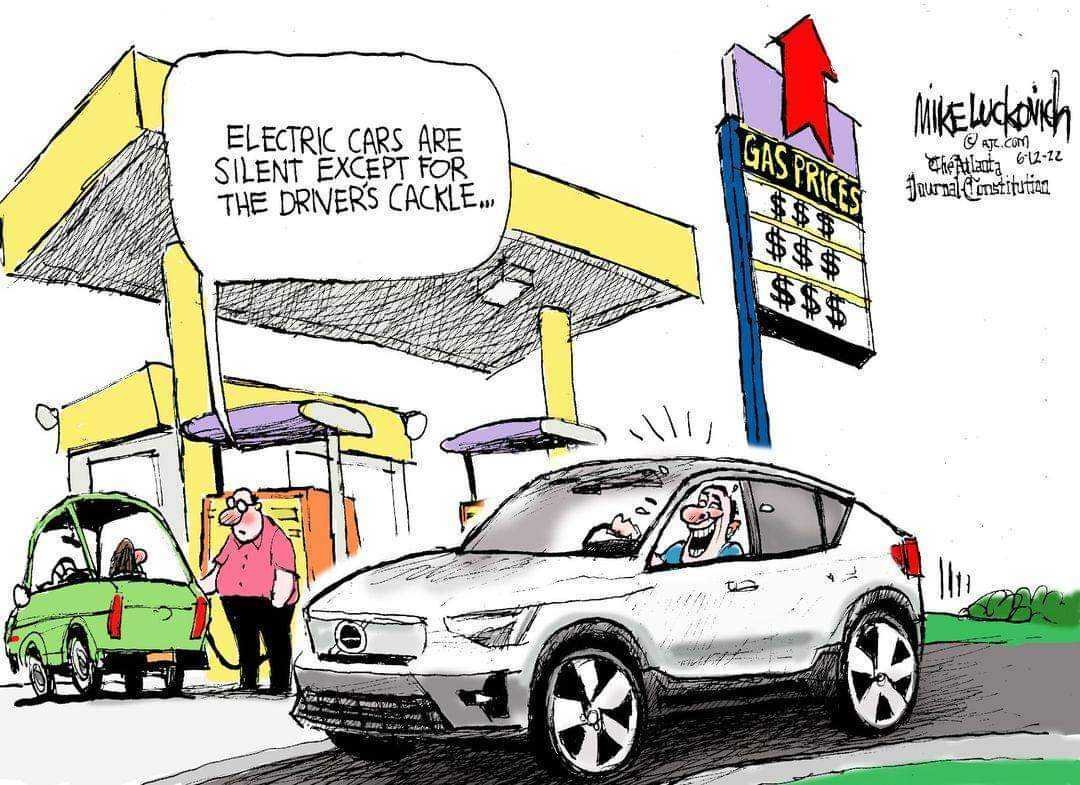 This meme is a humorous take on the common experience of running out of gas. The image shows a person at a gas pump, but the pump is out of gas and the sign says "Out of Gas". The caption "Electric cars are silent, except for the driver's cackle" is a play on the fact that electric cars don't make the same noise as gas-powered cars, but the driver's laughter is a loud and attention-grabbing sound that breaks the silence.